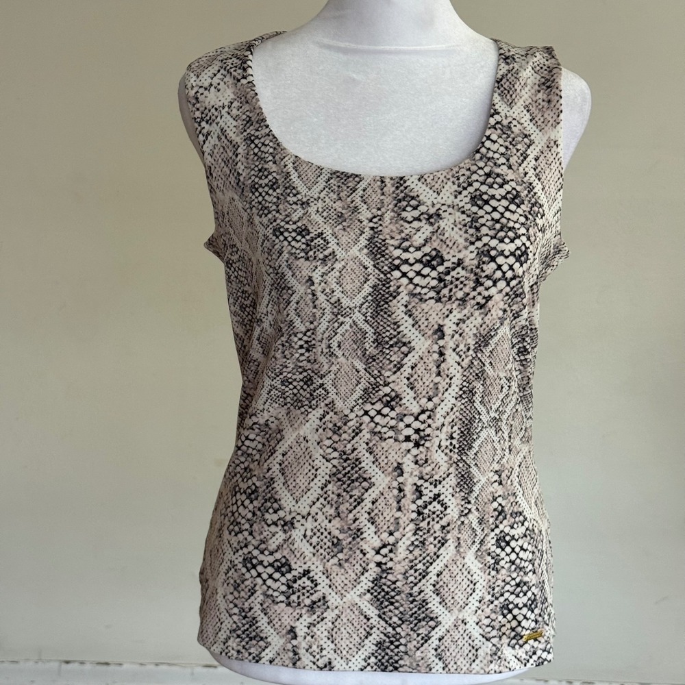Calvin Klein Womens Snakeskin Print Sleeveless Scoop Neck Shell Top Small NWT